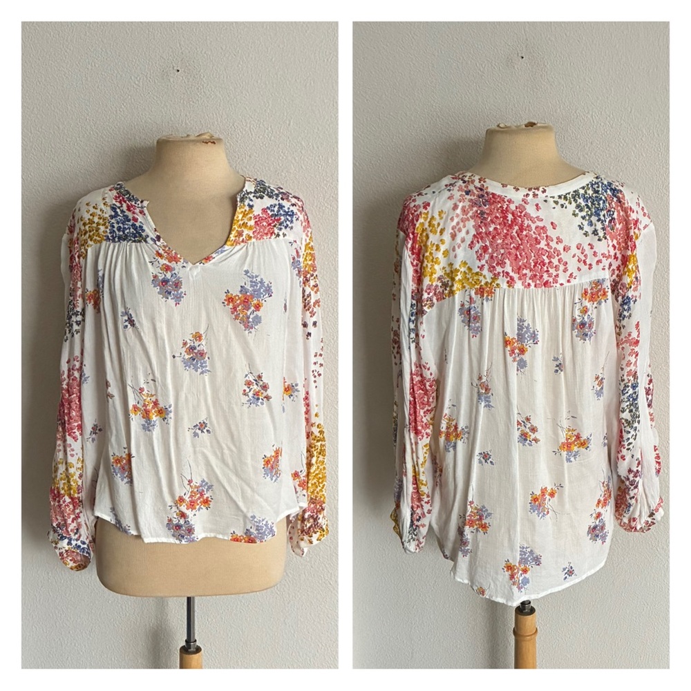 Lucky Brand white floral blouse